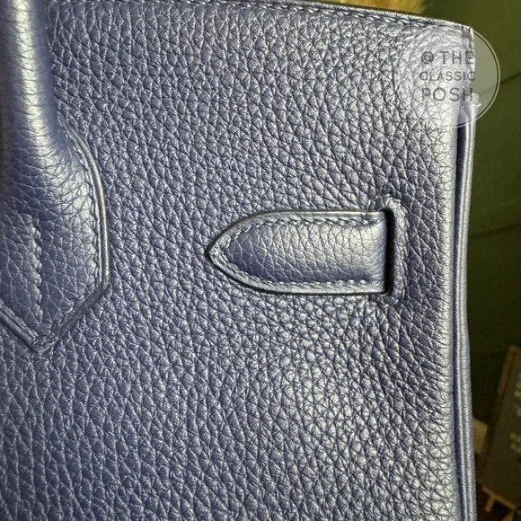 EUC Hermes Birkin 30 Epsom Blue Nuit Gold HW Tote Bag C Stamp 2018 - Picture 13 of 14